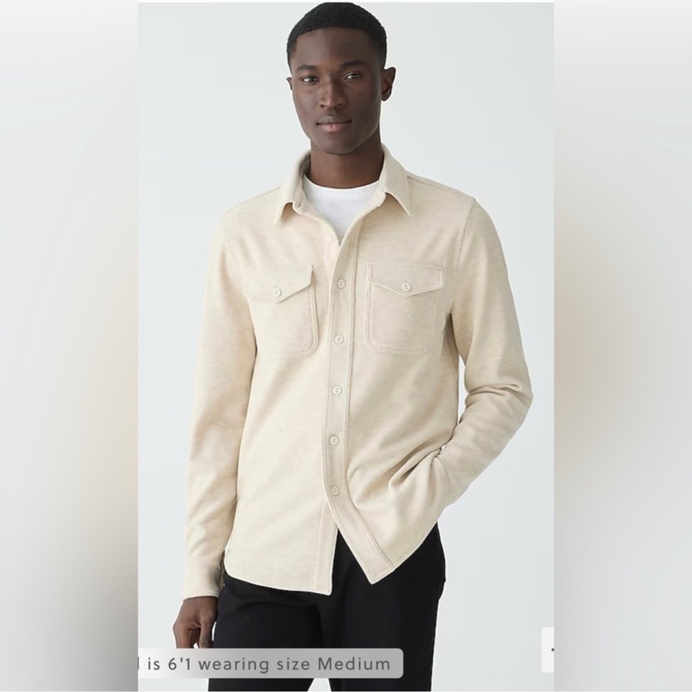 J.Crew Seaboard soft-knit shirt in heather ecru